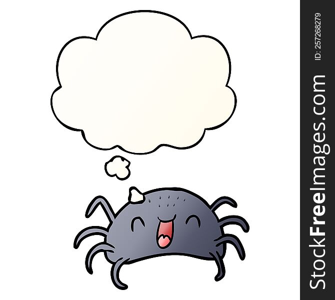 cartoon spider with thought bubble in smooth gradient style