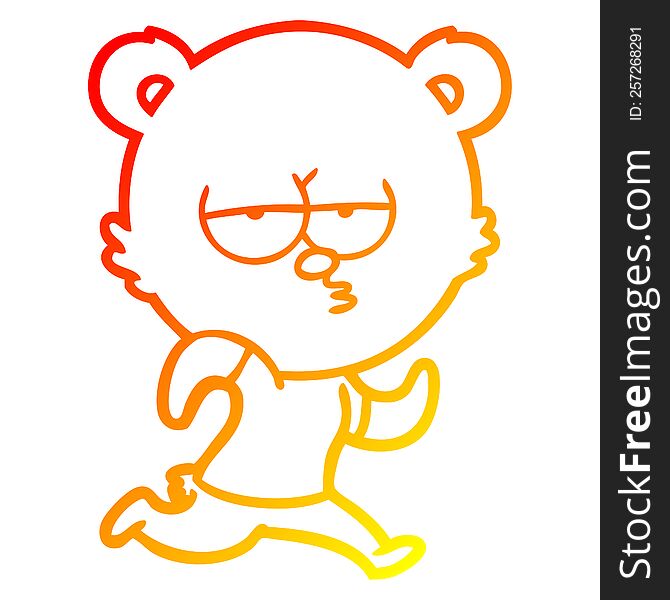 Warm Gradient Line Drawing Bored Polar Bear Running Cartoon