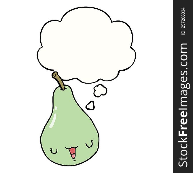 Cartoon Pear And Thought Bubble