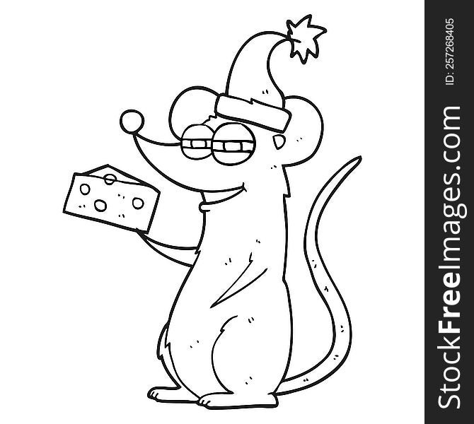 Black And White Cartoon Christmas Mouse