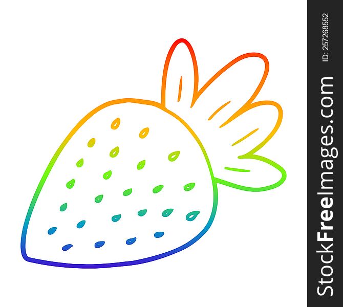 Rainbow Gradient Line Drawing Cartoon Strawberry