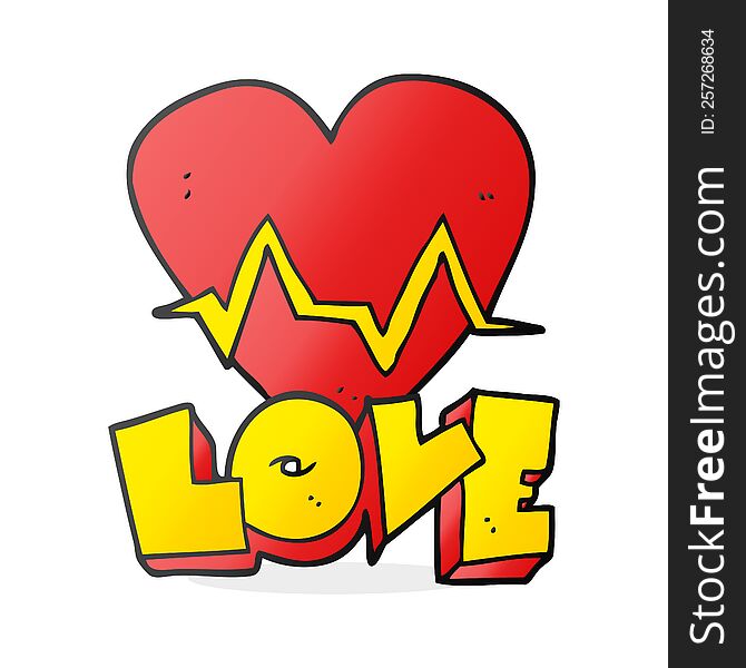 Cartoon Heart Rate Pulse Love Symbol