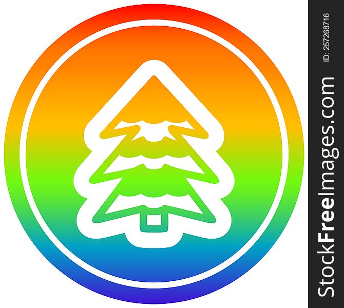 Snowy Tree Circular In Rainbow Spectrum