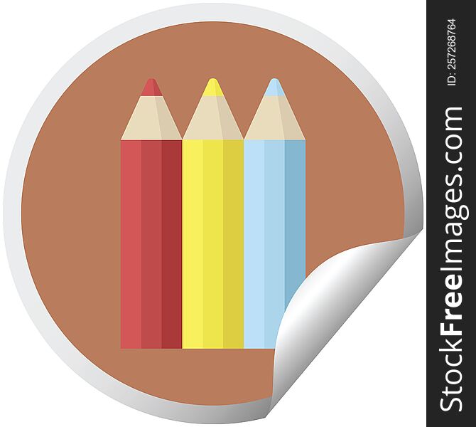 Color Pencils Graphic Circular Sticker