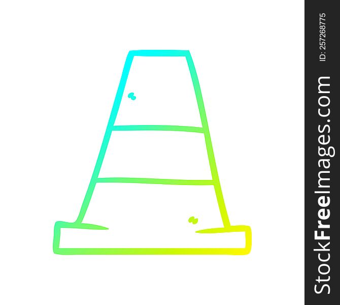 Cold Gradient Line Drawing Cartoon Road Traffic Cone