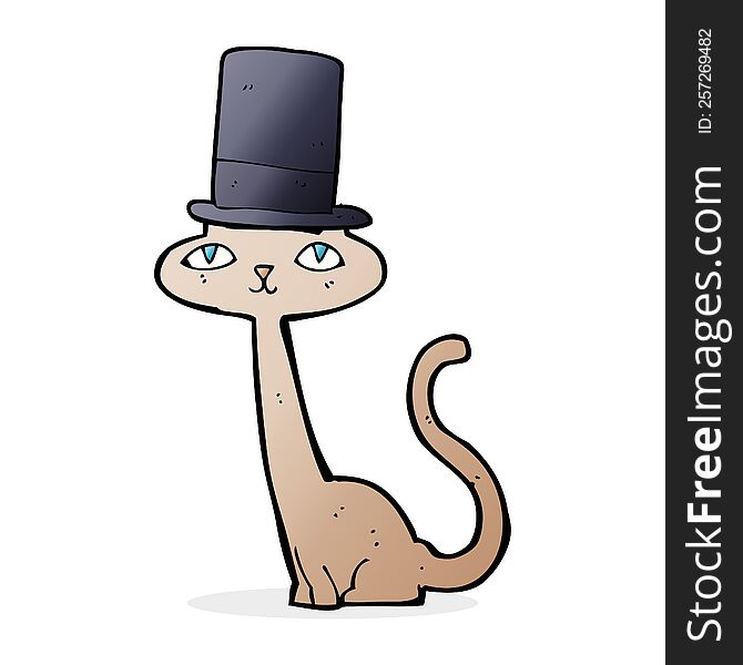 cartoon cat wearing top hat. cartoon cat wearing top hat
