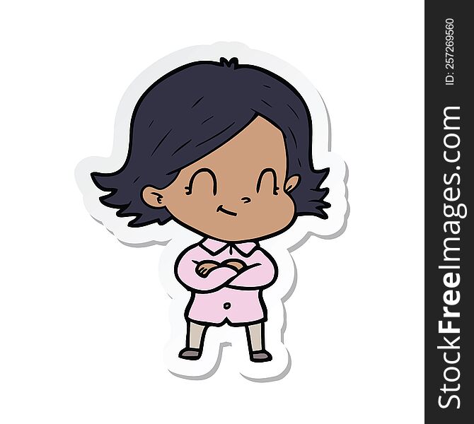 sticker of a cartoon friendly girl