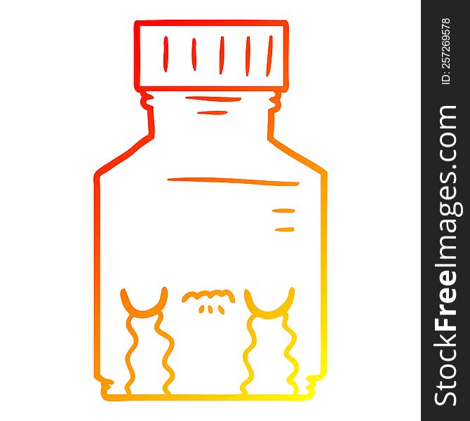 Warm Gradient Line Drawing Cartoon Pill Jar