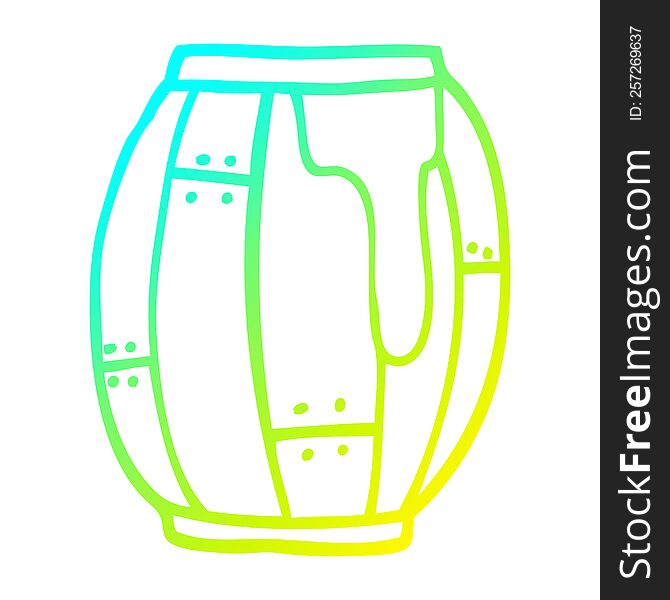 cold gradient line drawing of a cartoon beer barrel