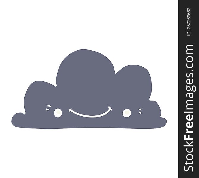 Cute Flat Color Style Cartoon Cloud