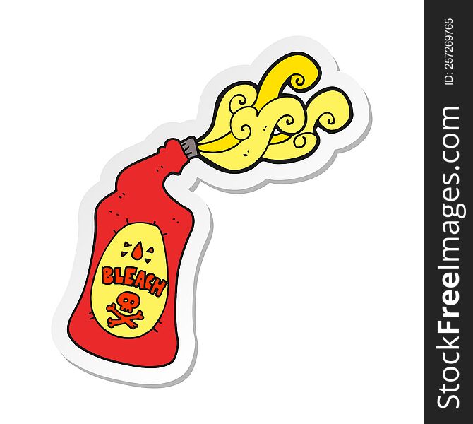 Sticker Of A Cartoon Bleach Bottle Squirting