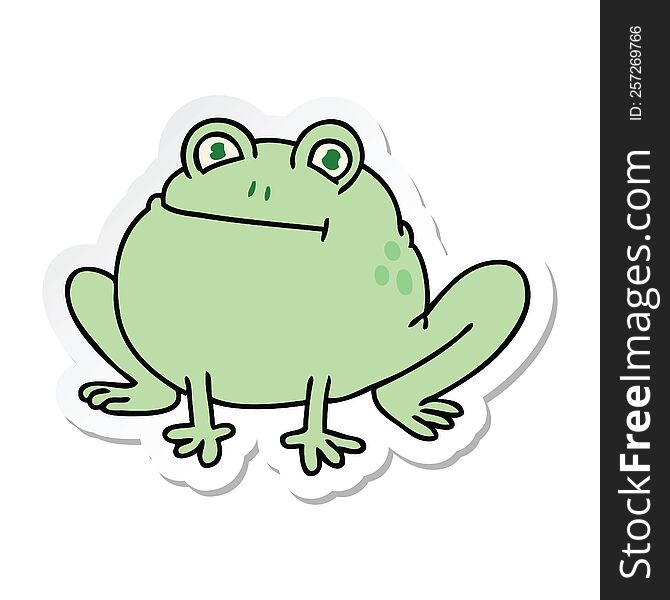 sticker of a quirky hand drawn cartoon frog