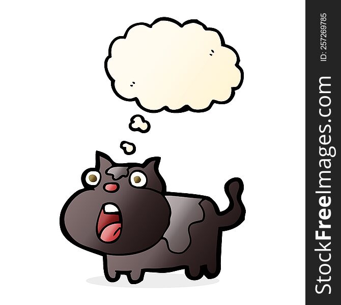 Cartoon Shocked Cat With Thought Bubble