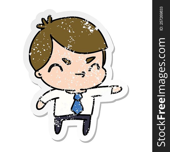 Distressed Sticker Cartoon Of A Kawaii Cute Boy