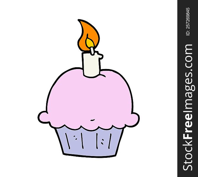 cartoon birthday cupcake