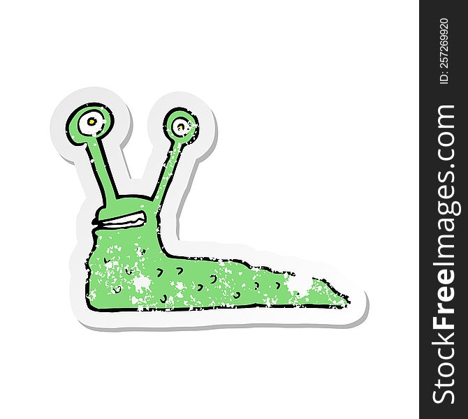Retro Distressed Sticker Of A Cartoon Slug