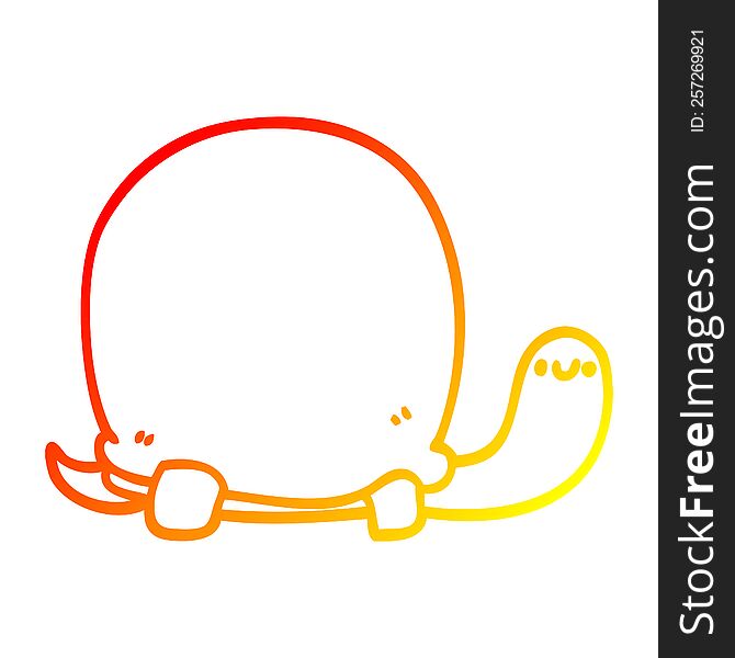 warm gradient line drawing of a cute cartoon tortoise