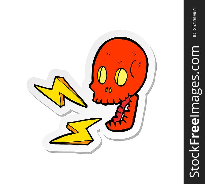 Sticker Of A Cartoon Crazy Skull