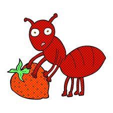 Cartoon Ant With Berry Stock Photography