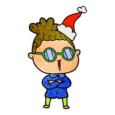 Textured Cartoon Of A Woman Wearing Spectacles Wearing Santa Hat Stock Image Textured Cartoon Of A Woman Wearing Spectacles Wearing Santa Hat Stock Image