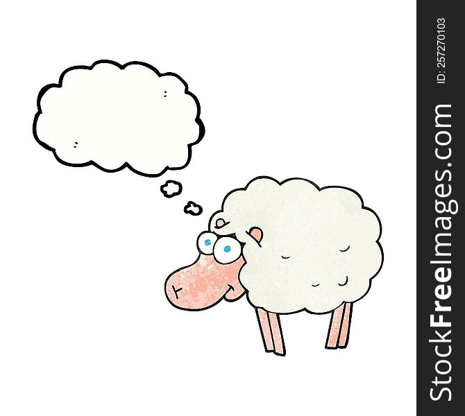 funny freehand drawn thought bubble textured cartoon sheep. funny freehand drawn thought bubble textured cartoon sheep