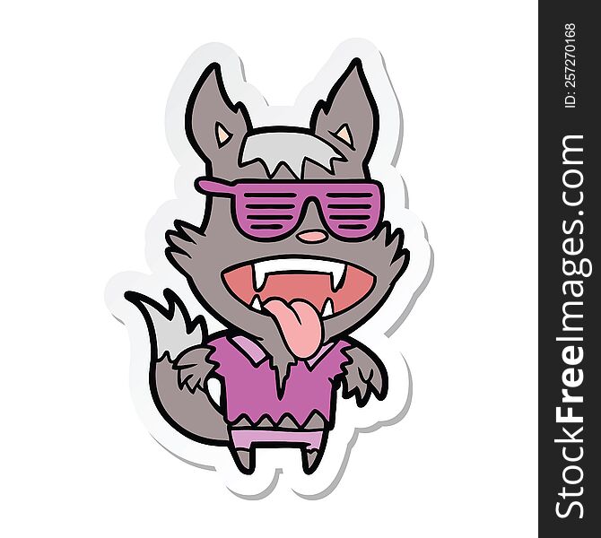 sticker of a cartoon super cool werewolf
