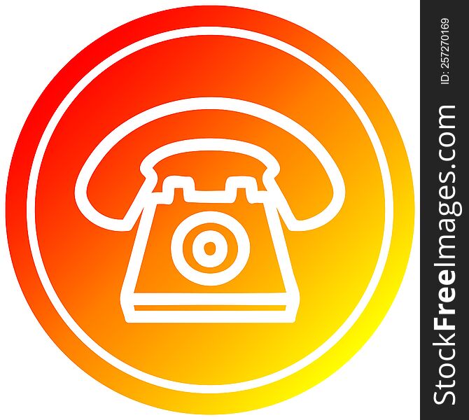 old telephone circular icon with warm gradient finish. old telephone circular icon with warm gradient finish