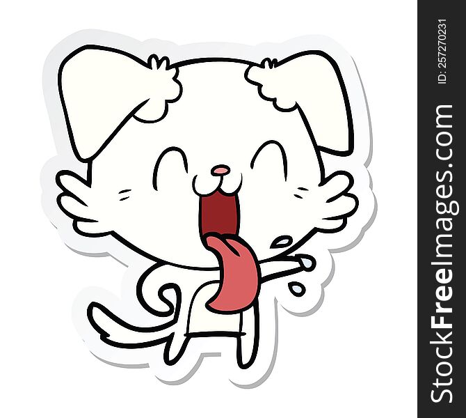 Sticker Of A Cartoon Panting Dog