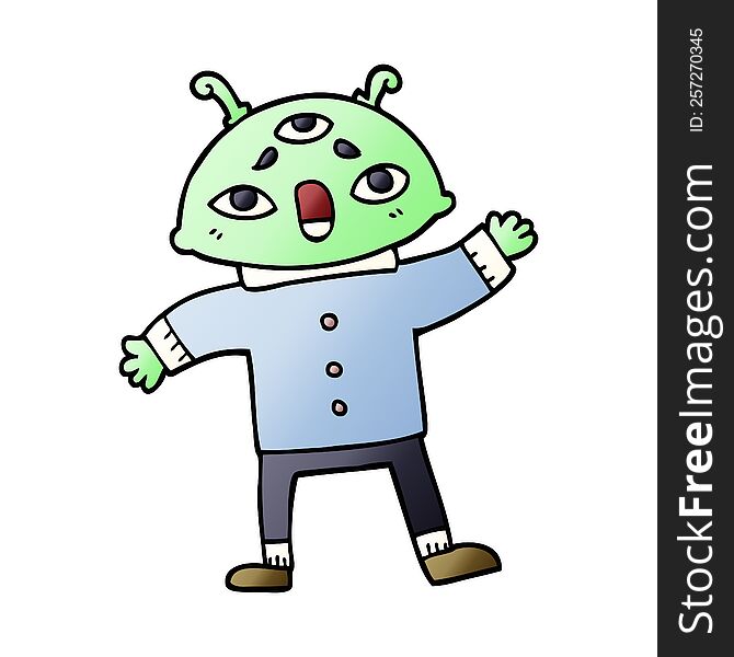 Cartoon Doodle Alien Space Man