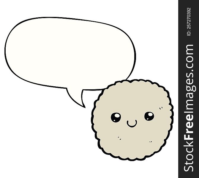 cartoon biscuit with speech bubble. cartoon biscuit with speech bubble