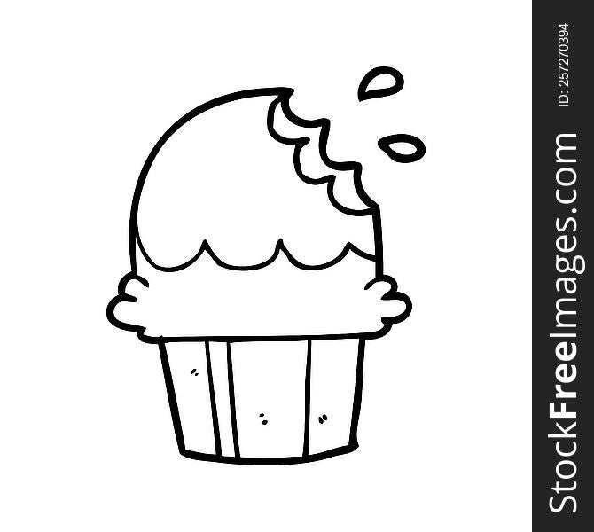 line drawing of a chocolate cupcake. line drawing of a chocolate cupcake