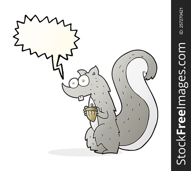 Speech Bubble Cartoon Squirrel With Nut