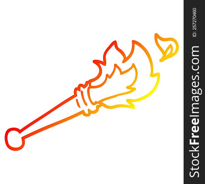 warm gradient line drawing of a cartoon sports torch