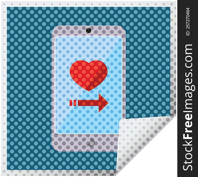 dating app on cell phone graphic square sticker