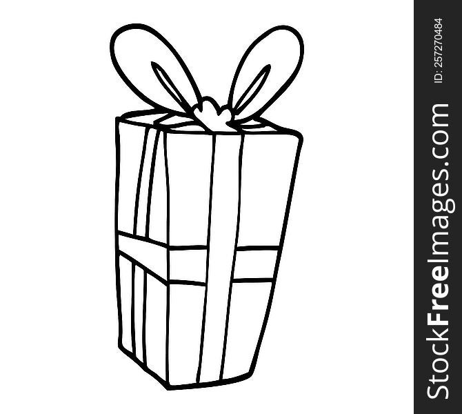 Line Drawing Cartoon Wrapped Gift