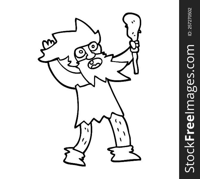 line drawing cartoon crazy caveman