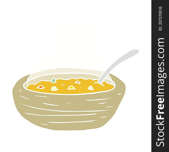 flat color style cartoon hot bowl of broth