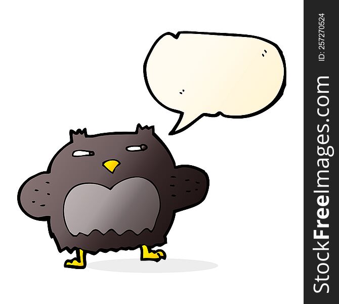 Cartoon Suspicious Owl With Speech Bubble