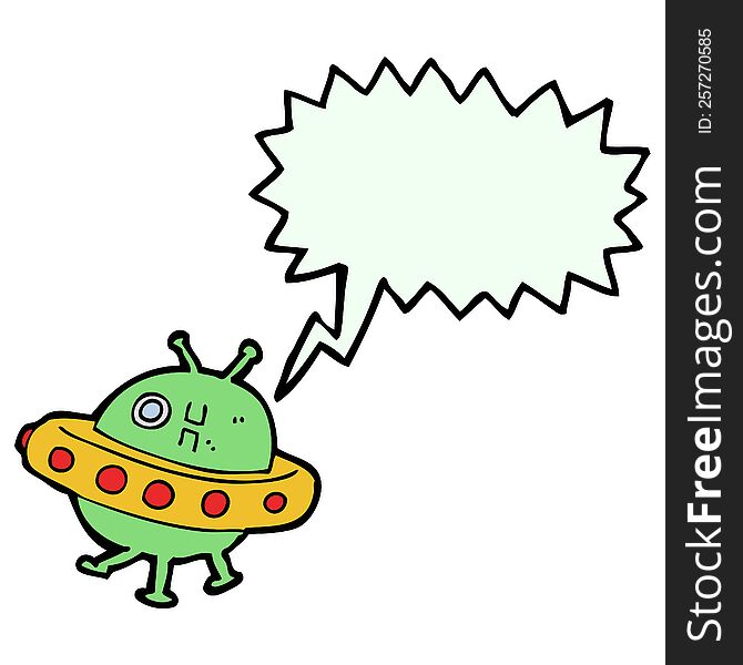 cartoon UFO with speech bubble