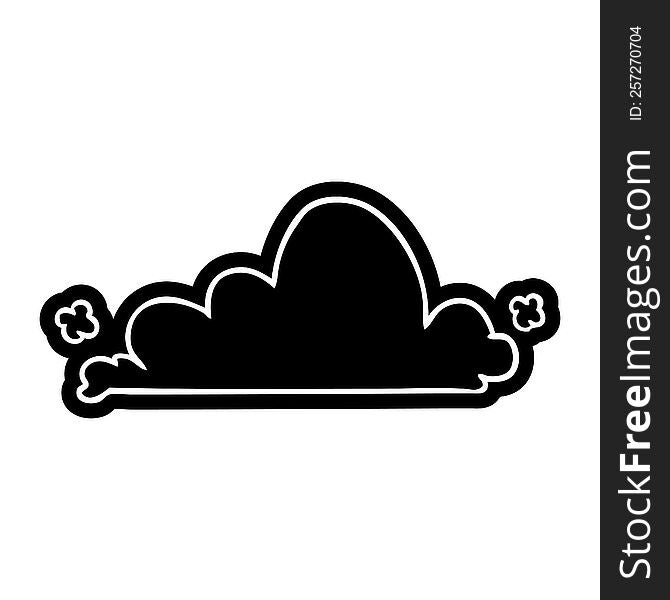 Cartoon Icon Drawing Of A White Cloud