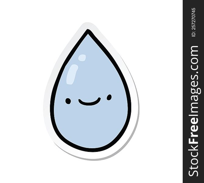 sticker of a cartoon raindrop