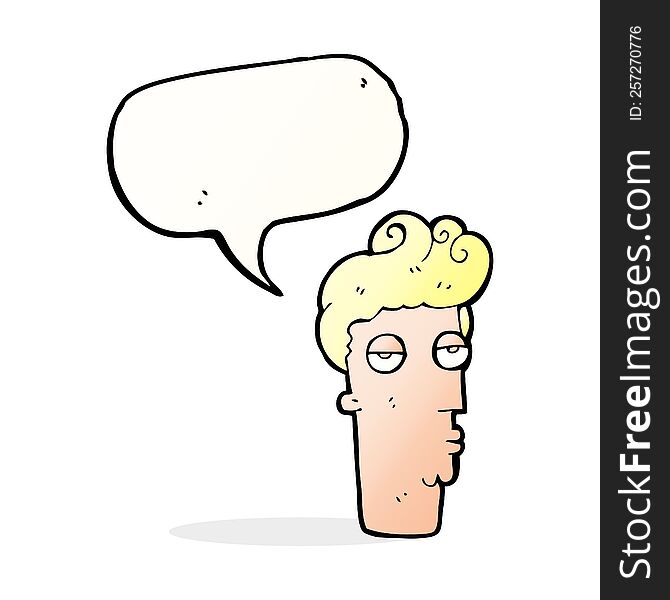 Cartoon Bored Man S Face With Speech Bubble