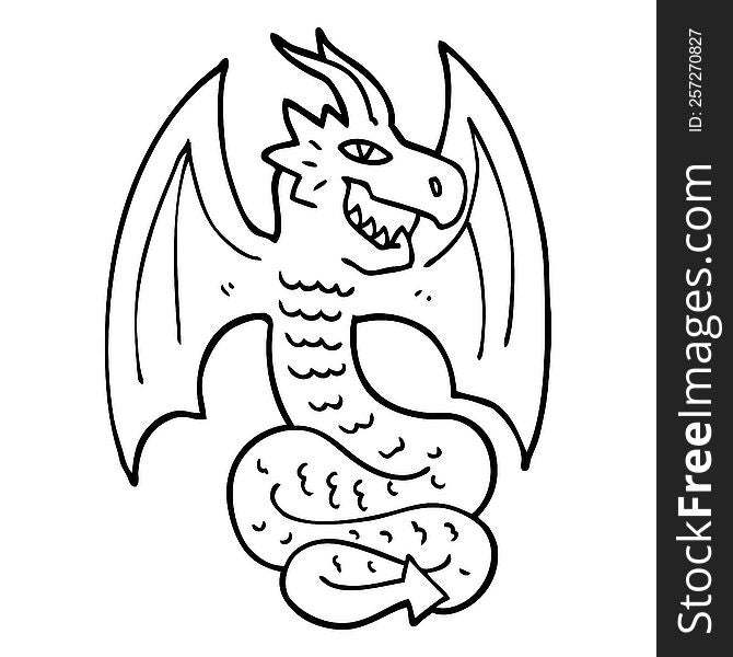 black and white cartoon dragon