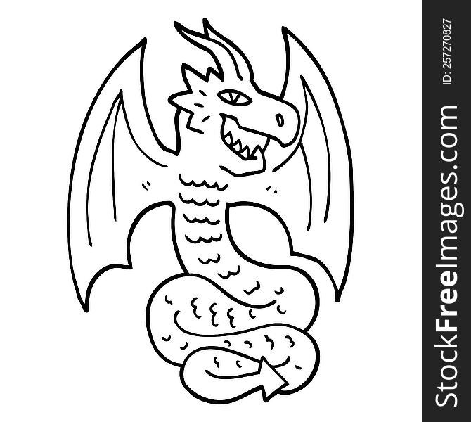 Black And White Cartoon Dragon