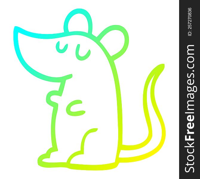cold gradient line drawing of a cartoon mouse