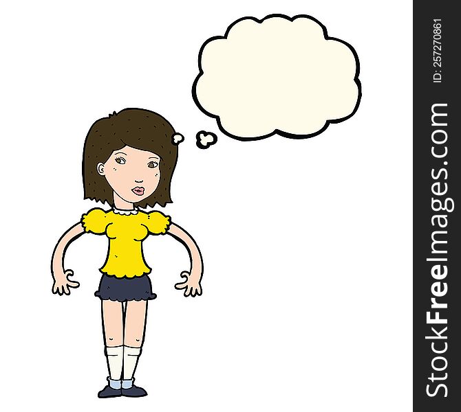 Cartoon Woman Looking Sideways With Thought Bubble