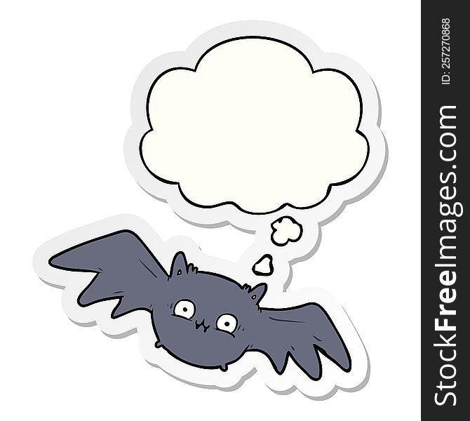 Cartoon Halloween Bat And Thought Bubble As A Printed Sticker