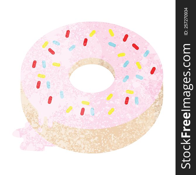 Flat colour illustration of a tasty iced donut. Flat colour illustration of a tasty iced donut