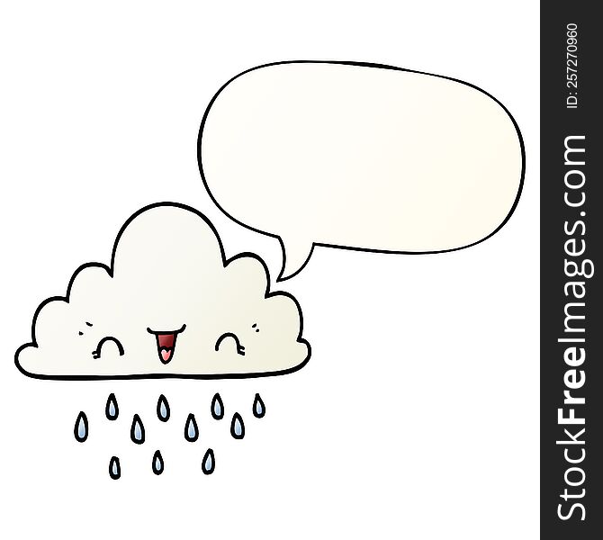 cartoon storm cloud and speech bubble in smooth gradient style