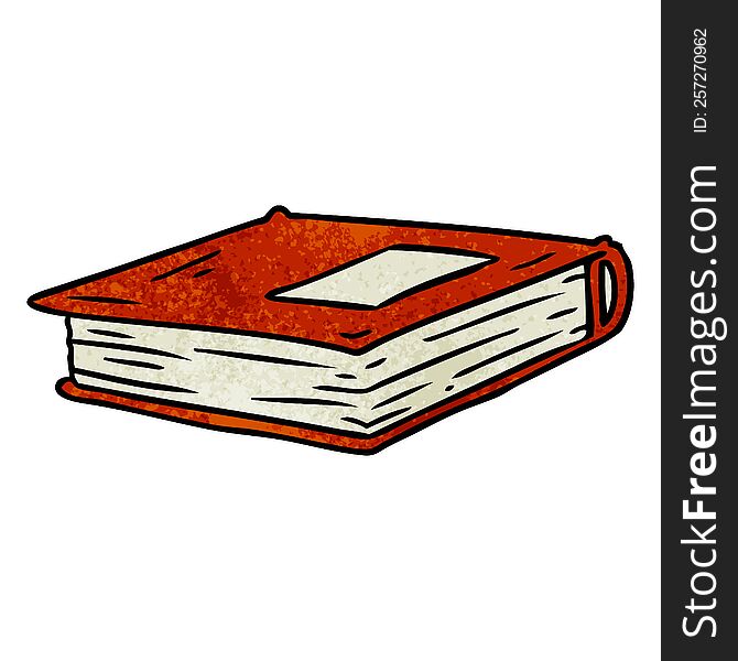 hand drawn textured cartoon doodle of a red journal